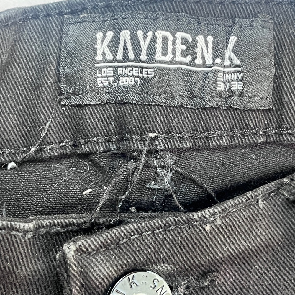 Men's Black KDNK distressed jeans 32/32 - Picture 5 of 7